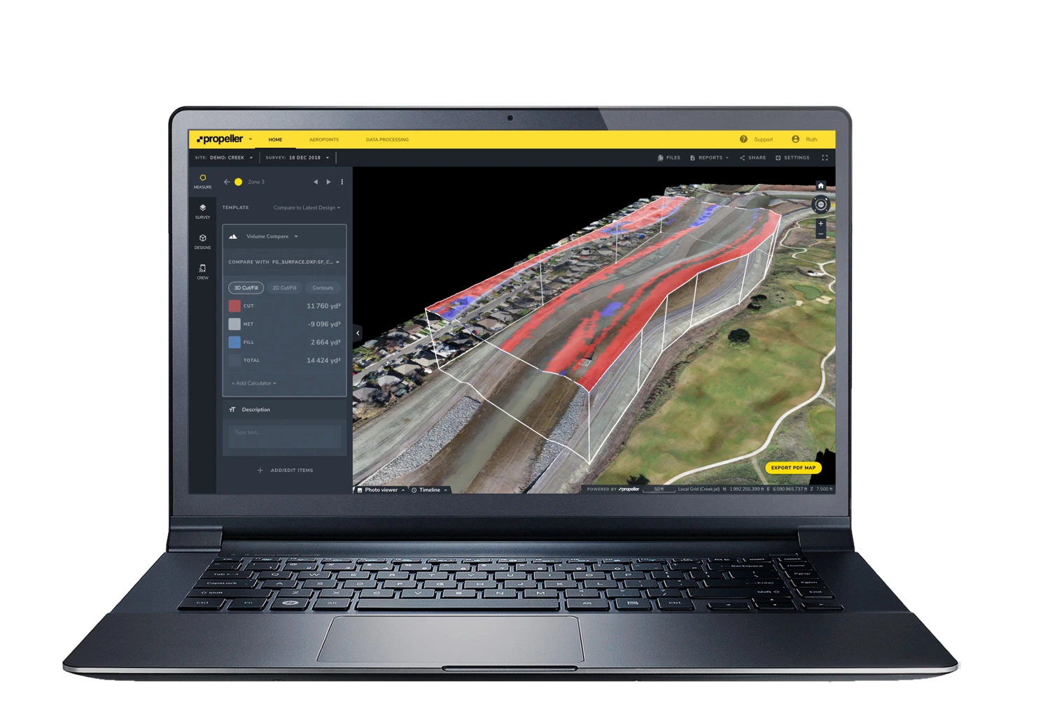 Site model displayed on a laptop in Terrascan Labs Platform